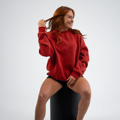 23' Oversized Sweater - Stonewash Red