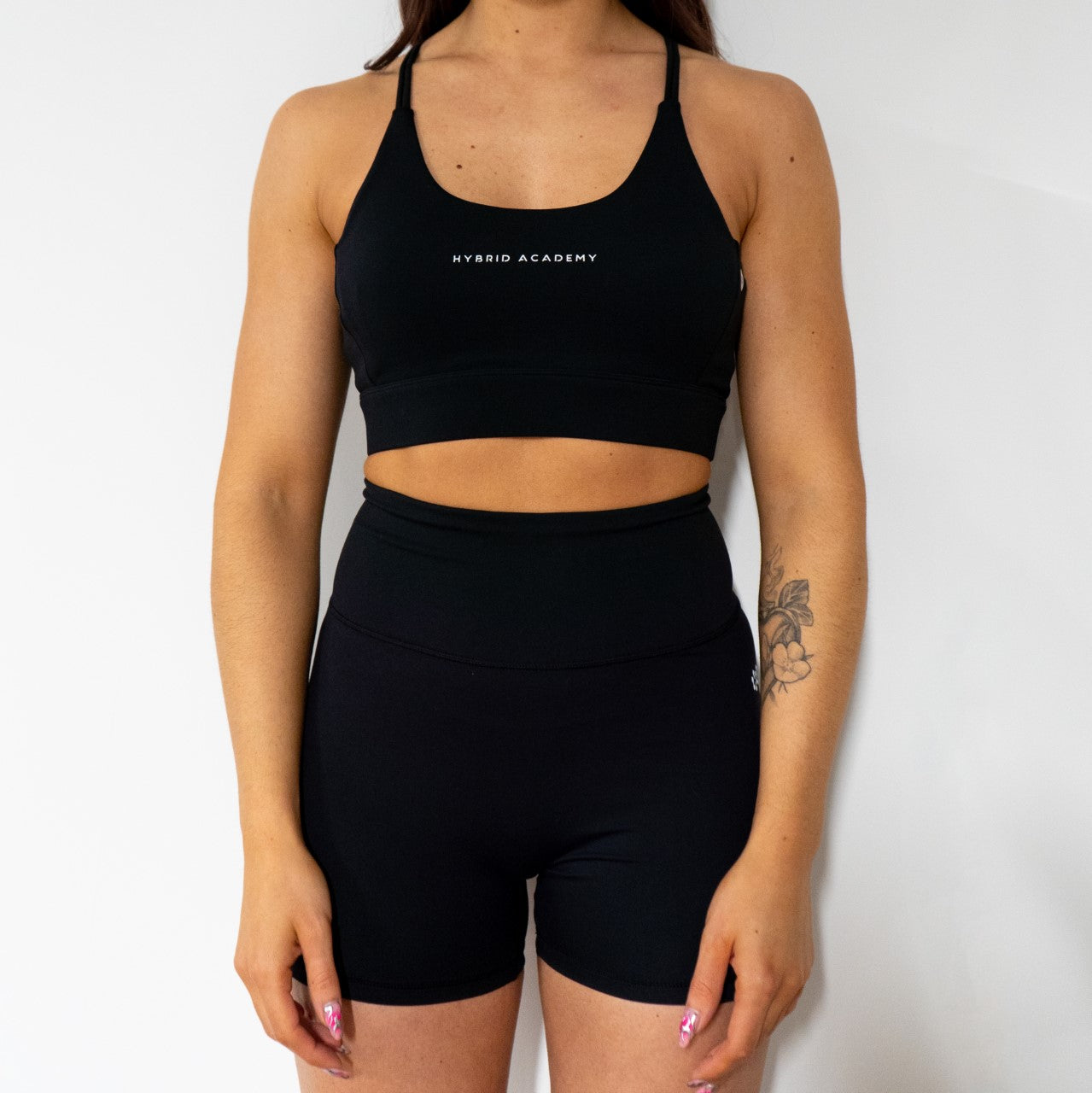Woman's Black Bra and Shorts Set Front
